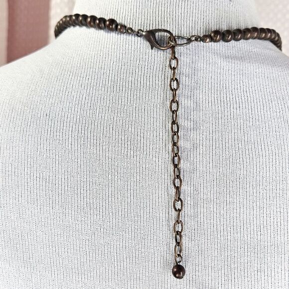 Bold Chunky Metallic Beaded Statement Necklace - Copper Tones - Picture 6 of 6